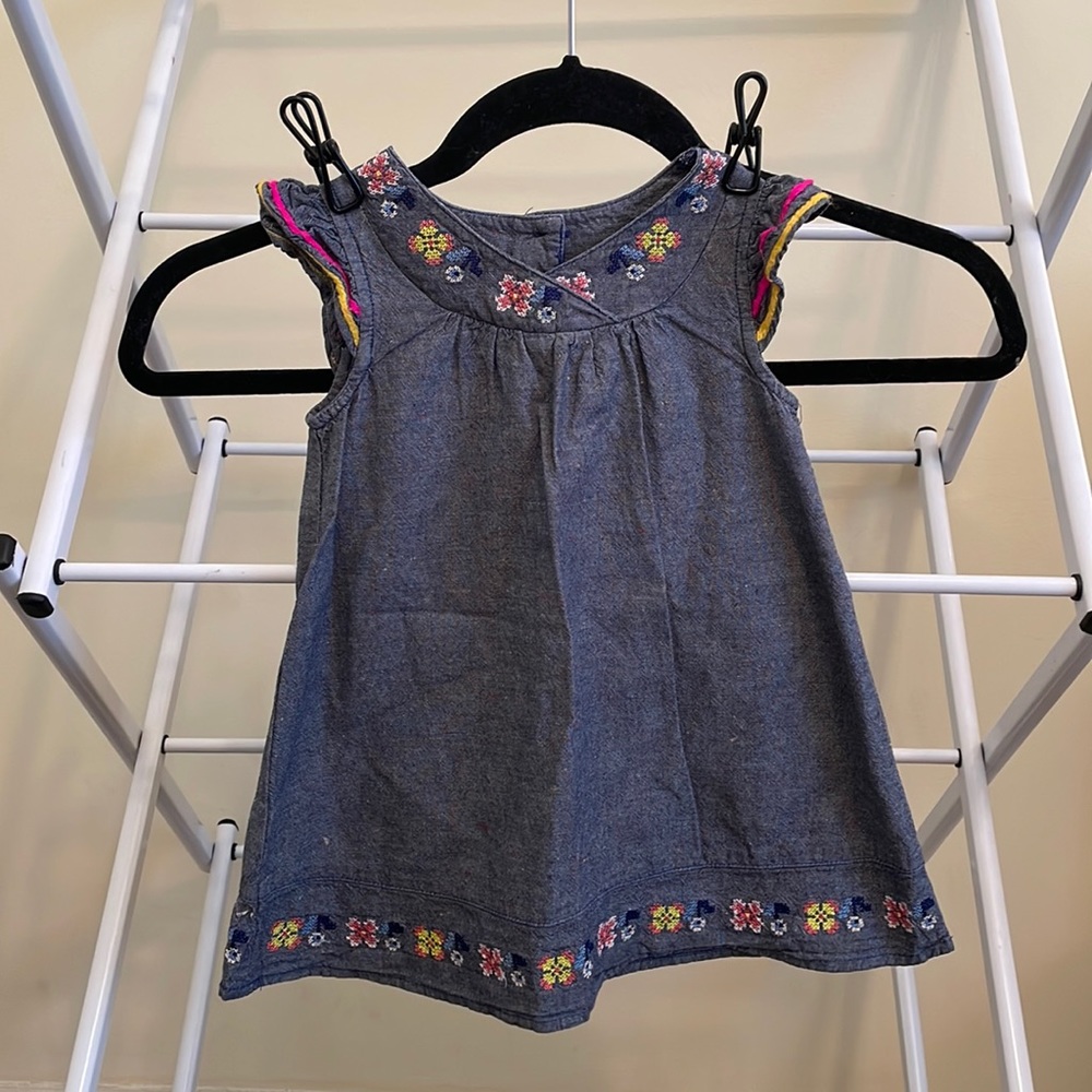 Genuine kids denim confetti embroidered dress 18m